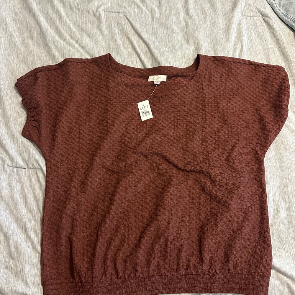 LOFT Women's Brown Textured Top